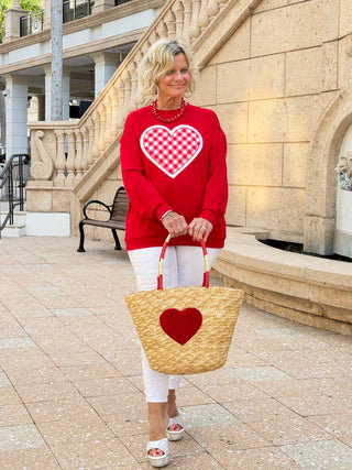 Gingham Heart Luxe Pullover