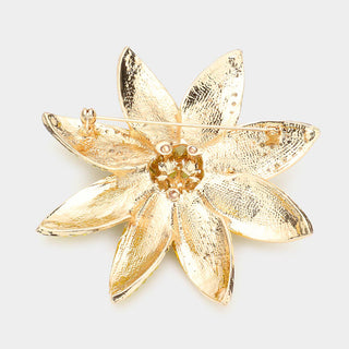 Stone Embellished Flower Pin Brooch Stone’s