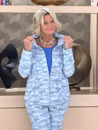 LULU B SCUBA BLUE FULL ZIPPER JACKET LULU-B