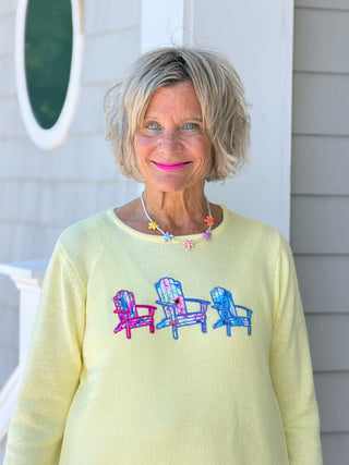 BEACH CLUB YELLOW ADIRONDACK SWEATER LULU-B