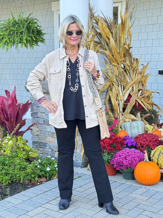 CREAM CORDUROY BUTTON JACKET
