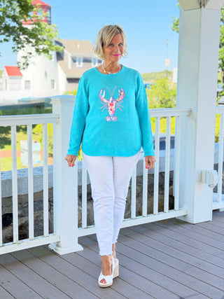 BEACH CLUB AQUA LOBSTER SWEATER Cathys Place