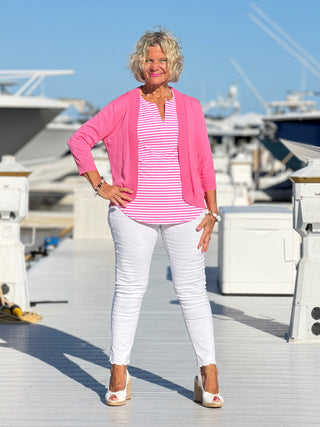 NAUTICAL NAVY HOT PINK SLEEVELESS TOP LULU-B