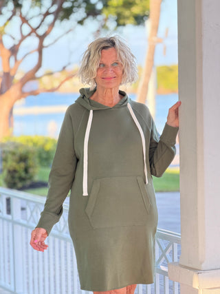 Lulu b kagaroo pocket olive scuba dress LULU-B