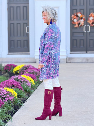 SHADES OF BLUE  ROUGED CARDIGAN LULU-B