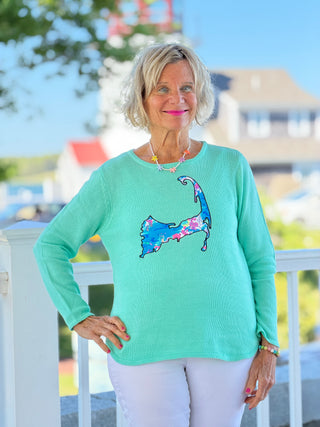BEACH CLUB SEAFOAM CAPE COD MAP SWEATER Cathys Place