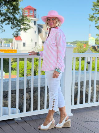DOCKSIDE PRETTY PINK PINK HALF ZIPPER LULU-B