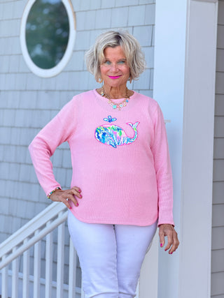 BEACH CLUB WHALE PINK SWEATER LULU-B