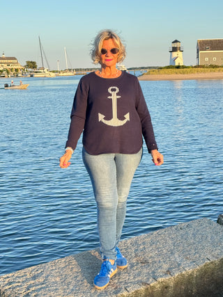 NAVY ANCHOR SWEATER