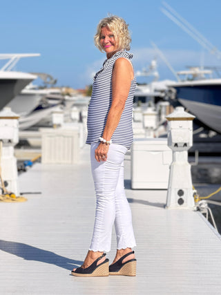 NAUTICAL NAVY SLEEEVLESS RUFFLE LULU-B