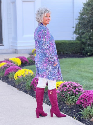 SHADES OF BLUE  ROUGED CARDIGAN LULU-B