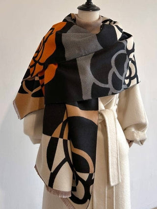 Orange / Black Geo Rose Reversible Wrap
