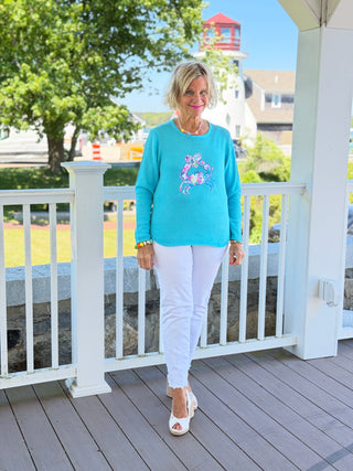 BEACH CLUB AQUA CRAB SWEATER LULU-B