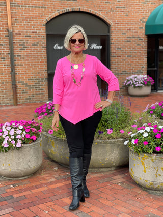 LULU-B HOT PINK ASYMMETRIC TOP