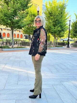 Ethyl The Long  Olive Lean Flair Jean - Elevated