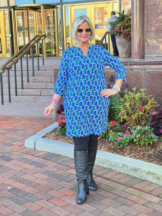 LULU-B Seaport Geo Notch Sleeve Dress