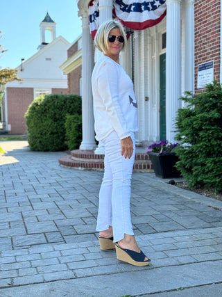 LULU-B WHITE ANCHOR SWEATER