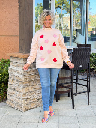 Glitter Trim Chenille Heart Valentine Sweatshirt Cathys Place