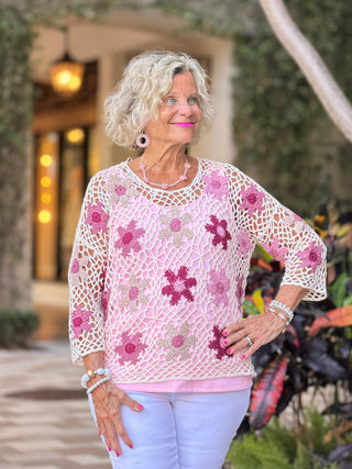 Floral Hand-Crochet Top - Carnation CHARLIE B