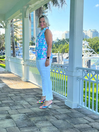 SPLASH OF PINK  SLEEVELESS RUFFLE