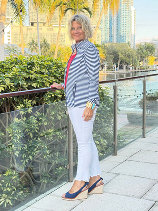 NAUTICAL NAVY STRIPE JACKET LULU-B