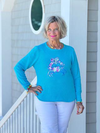 BEACH CLUB AQUA CRAB SWEATER LULU-B