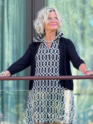 LULU B MIDNIGHT TRELLIS HALF ZIPPER DRESS LULU-B