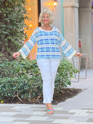 Floral Cotton Blend Crochet Top CHARLIE B