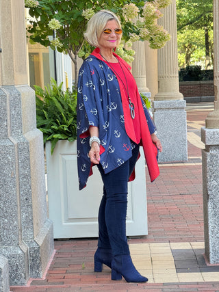 Navy / Red Reversible Rain Cape - Anchor Collection