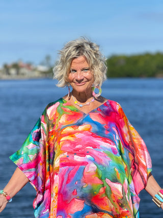 Artisan Papaya Water Color Modal Kaftan Cathys Place