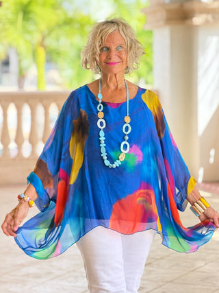 Sofia Sunrise Royal Blue Burnout top Cathys Place