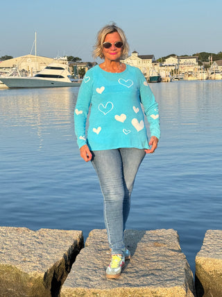 AQUA HEART CHENILLE SWEATER