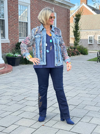Ethyl Denim & Floral Insert Coat - Virtue