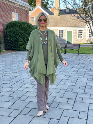 HOLIDAY OLIVE RUFFLE WRAP