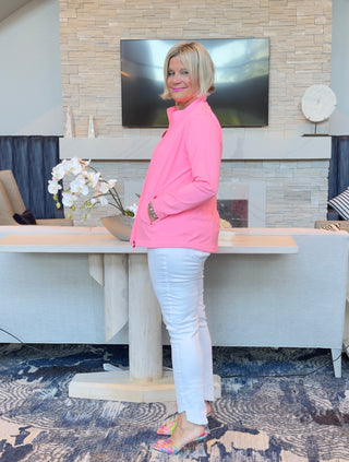 TAILORED V NECK CORAL TOP - Cathys Place