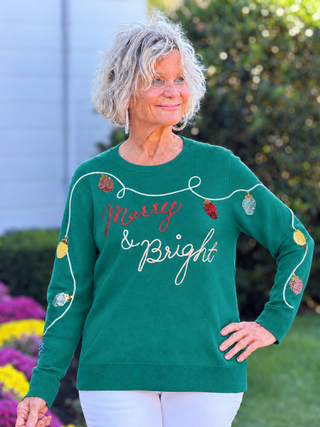 Women's Merry And Bright Embellished Christmas Sweater Cathys Place