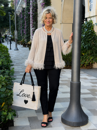LULU-B BLUSH CASHMERE FRINGE CARDIGAN LULU-B