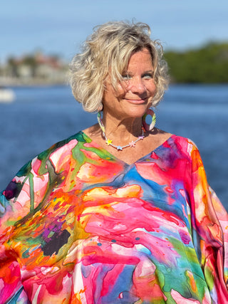 Artisan Papaya Water Color Modal Kaftan Cathys Place