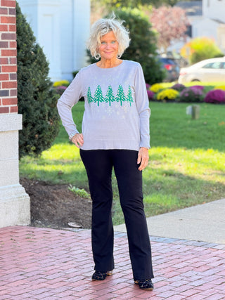 Women's Jacquard Trees Crystal Embellished Sweater Cathys Place