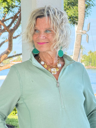 Lulu B Sage Textured Half Zipper Dress LULU-B