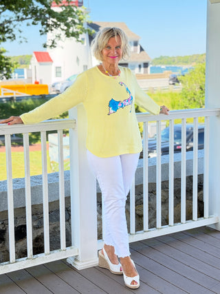 BEACH CLUB YELLOW CAPE COD MAP SWEATER LULU-B