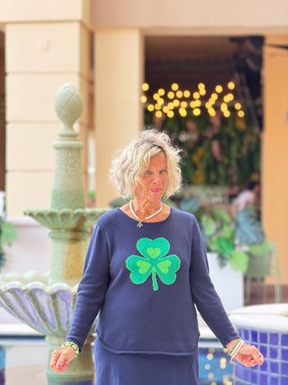 NAVY SHAMROCK SWEATER LULU-B