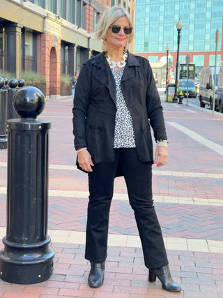 LULU-B CASHMERE CHEETAH V NECK TOP