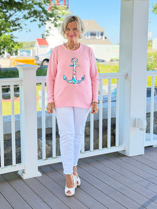 BEACH CLUB PINK ANCHOR SWEATER LULU-B