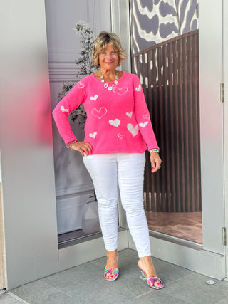 HOT PINK HEART SWEATER