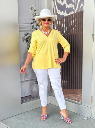 LULU-B YELLOW TAILORED V SLEEVE TOP