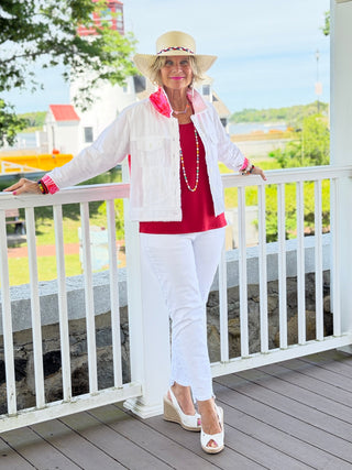 HARBOR LIGHTS RED LINEN JACKET Cathys Place