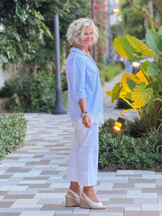 SEERSUCKER LACE TOP Cathys Place