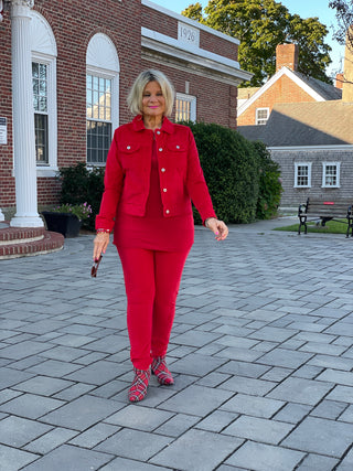 HOLIDAY RED VELOUR JACKET