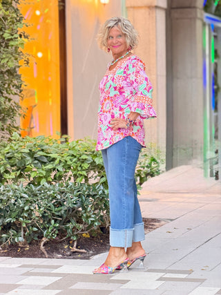 FLORAL PUFF TOP Cathys Place